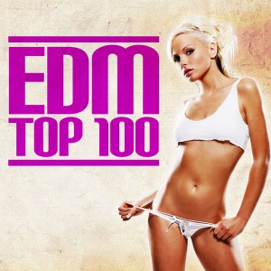 EDM top 100 tracks worldwide: sexy blonde female in white bikini